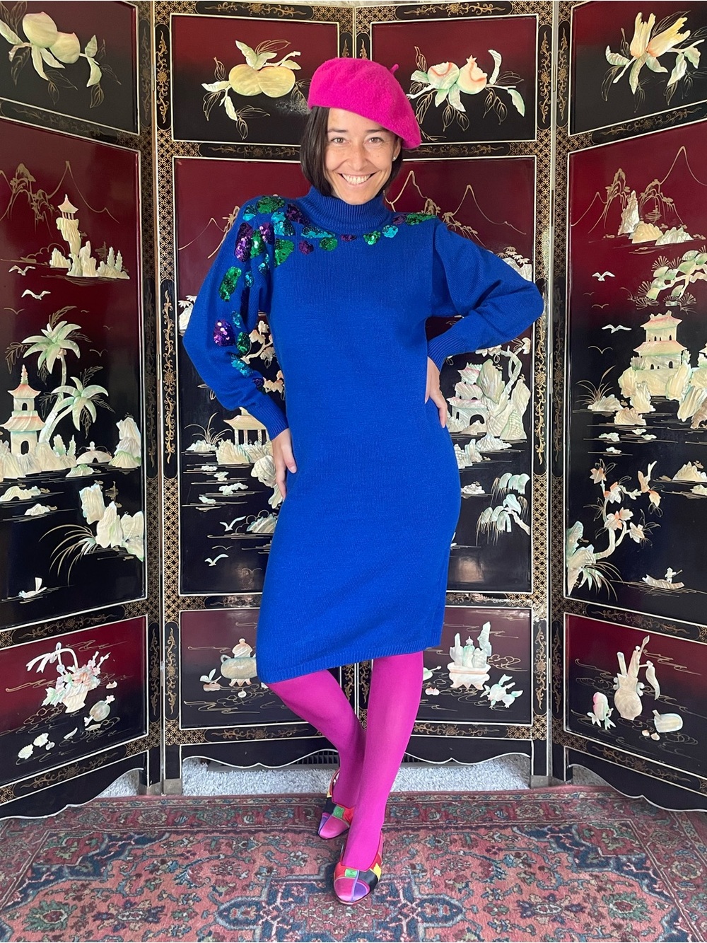 1980s sequined sweater dress